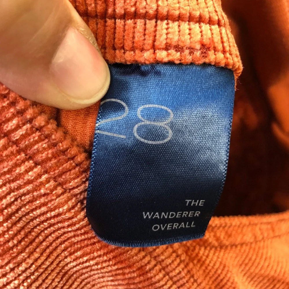 Anthropologie The Wanderer Overall Womens 28 Rust Orange Corduroy Distressed